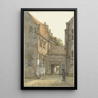 Gerrit Lamberts - Gezicht op de ingang van de Latijnse school de St Hieronymusschool aan de Kromme Nieuwegracht te Utrecht.webp