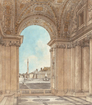 Giacomo Quarenghi - The Piazza of Saint Peters Seen through an Arch of the Basilica.webp
