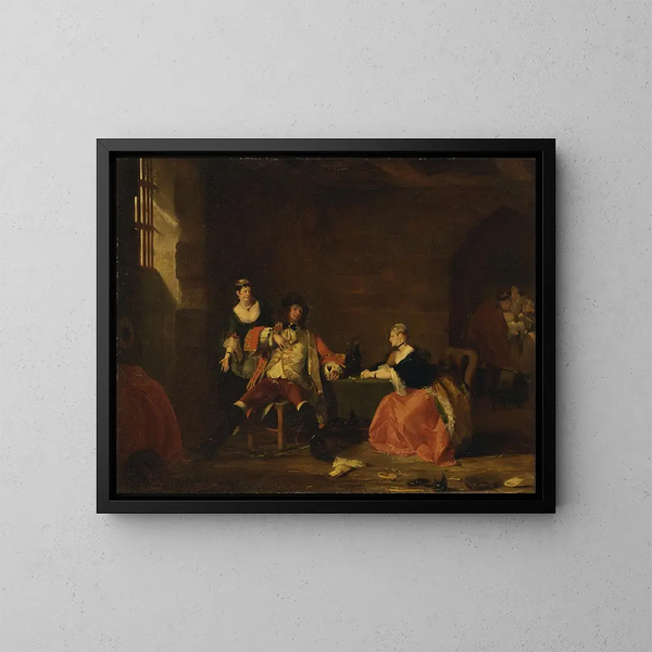 Kapitan Macheath skarcony przez Polly i Lucy w L'Opéra des gueux - Gilbert Stuart Newton — oprawiony obraz na ścianie