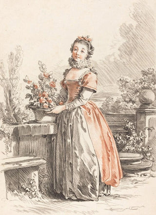 Gilles Demarteau the Elder - A Young Woman Standing In A Park.webp