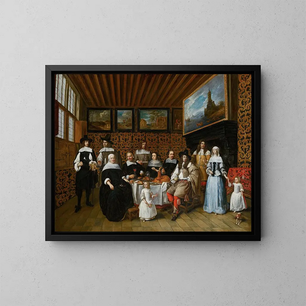 Portret rodziny - Gillis van Tilborgh — oprawiony obraz na ścianie