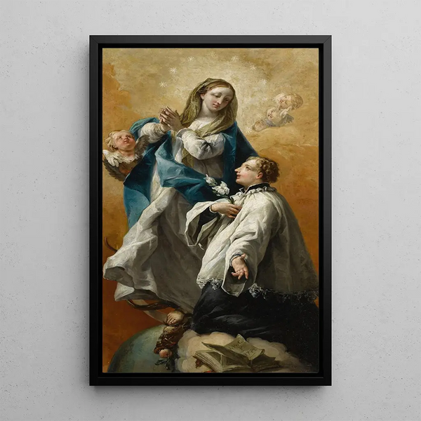 La Vierge en gloire avec Saint Louis de Gonzague - Giovanni Battista Canal — oprawiony obraz na ścianie