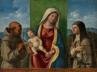 Matka Boska z Dzieciątkiem z świętymi Franciszkiem i Klarą - Giovanni Battista Cima da Conegliano — widok dzieła
