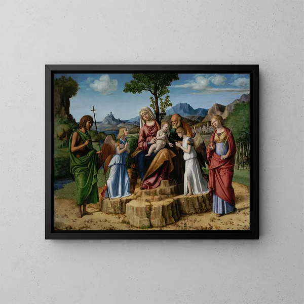 Le repos pendant la fuite en Égypte - Giovanni Battista Cima da Conegliano — oprawiony obraz na ścianie