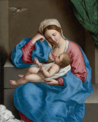 Giovanni Battista Salvi da Sassoferrato - Madonna With The Infant Christ Child Holding A Goldfinch On A String.webp