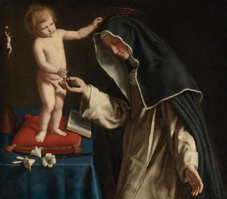 Giovanni Battista Salvi da Sassoferrato - St Catherine Of Siena Receiving The Crown Of Thorns from The Christ Child.webp