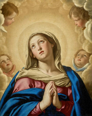 Giovanni Battista Salvi da Sassoferrato - The Virgin In Prayer Surrounded by Putti.webp