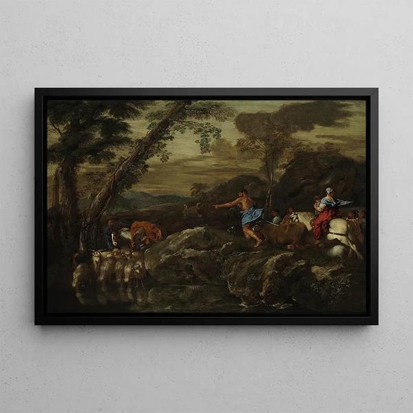 Le voyage de Jacob - Giovanni Benedetto Castiglione — oprawiony obraz na ścianie