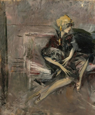 Giovanni Boldini - Lady In A Yellow Hat With Her Dog The Marchesa Casati.webp