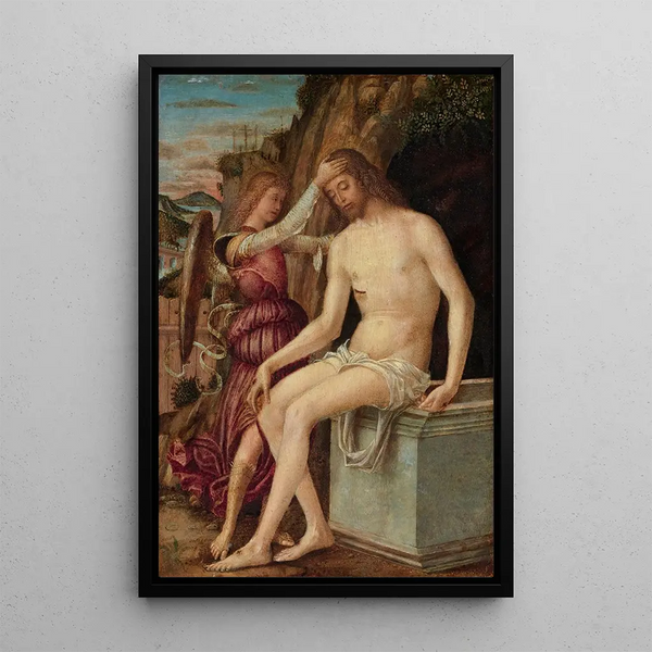 Zmartwychwstały Chrystus z aniołem - Giovanni Francesco Maineri — oprawiony obraz na ścianie