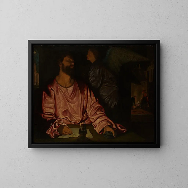 Święty Mateusz i anioł - Giovanni Girolamo Savoldo — oprawiony obraz na ścianie