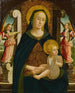 La Vierge à l'Enfant trônant avec deux anges - Giovanni Mazone — widok dzieła