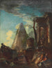 Un caprice de ruines classiques avec la pyramide de Cestius au-delà - Giovanni Paolo Panini — widok dzieła