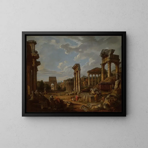 Un caprice du Forum romain - Giovanni Paolo Panini — oprawiony obraz na ścianie