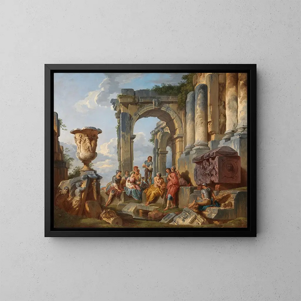 Un caprice avec saint Pierre prêchant aux Romains - Giovanni Paolo Panini — oprawiony obraz na ścianie
