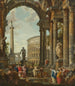 Un caprice classique avec la colonne Trajane du Colisée et l'Hercule Farnèse avec le Philosophe - Giovanni Paolo Panini — widok dzieła