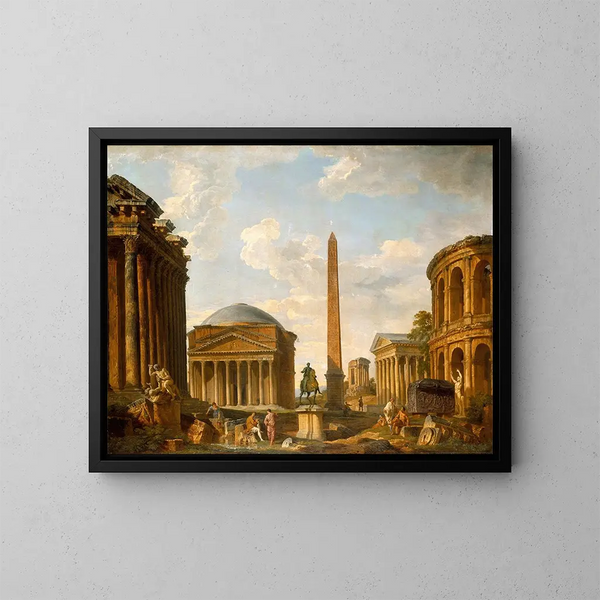Roman Caprice: Le Panthéon et autres monuments - Giovanni Paolo Panini — oprawiony obraz na ścianie