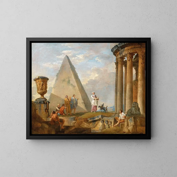Ruiny z kobietą głoszącą - Giovanni Paolo Panini — oprawiony obraz na ścianie