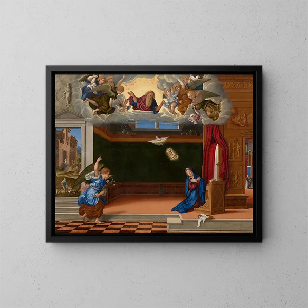 Zwiastowanie - Girolamo da Santacroce — oprawiony obraz na ścianie