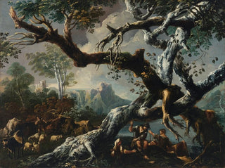 Giulio Bucci - Shepherds beneath a tree on a clifftop.webp