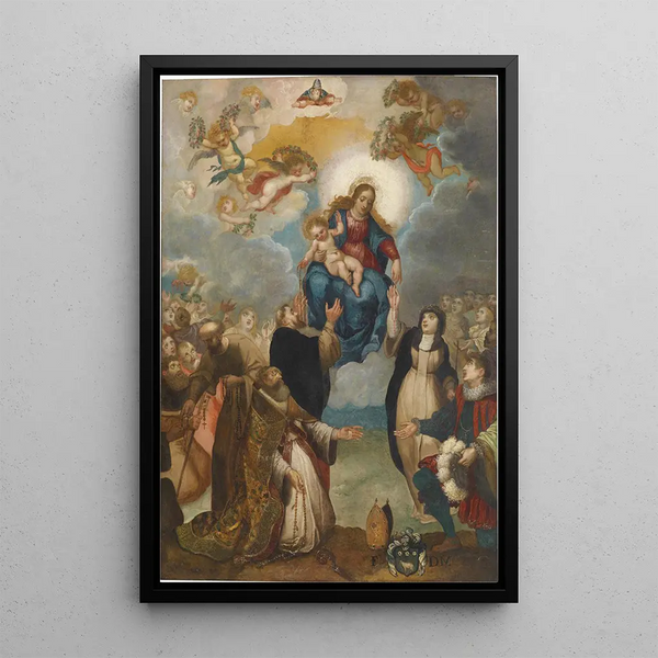 Remise du rosaire - Giulio Cesare Angeli — oprawiony obraz na ścianie