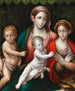 La Vierge à l'Enfant avec l'enfant saint Jean-Baptiste et sainte Catherine d'Alexandrie - Giulio Francia et Atelier — widok dzieła