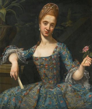Giuseppe Baldrighi - Portrait Of A Lady In An Elaborately Embroidered Blue Dress.webp