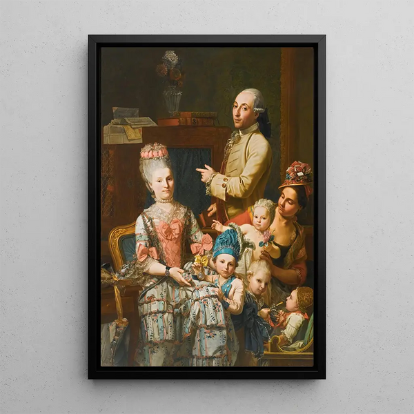 Portret Antonio Ghedini i jego rodziny - Giuseppe Baldrighi — oprawiony obraz na ścianie