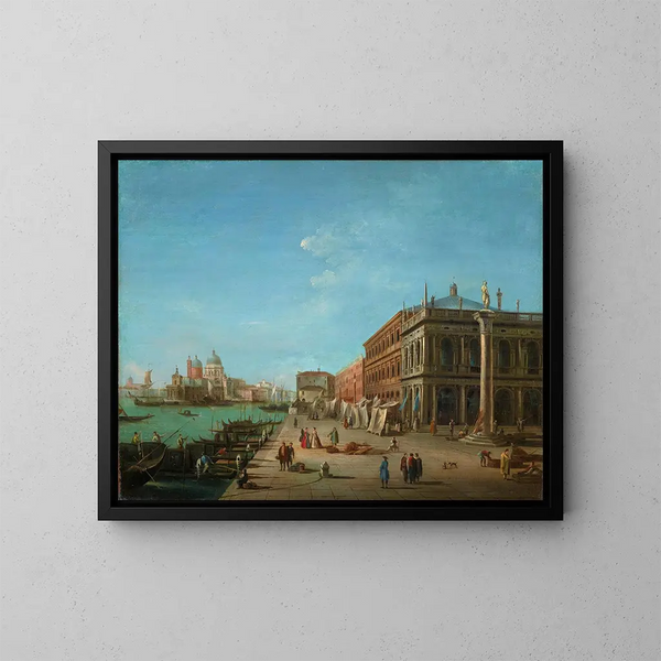 Le Molo z Palazzo della Zecca i Biblioteką Marciana, kościół Santa Maria della Salute w tle - Giuseppe Bernardino Bison — oprawiony obraz na ścianie