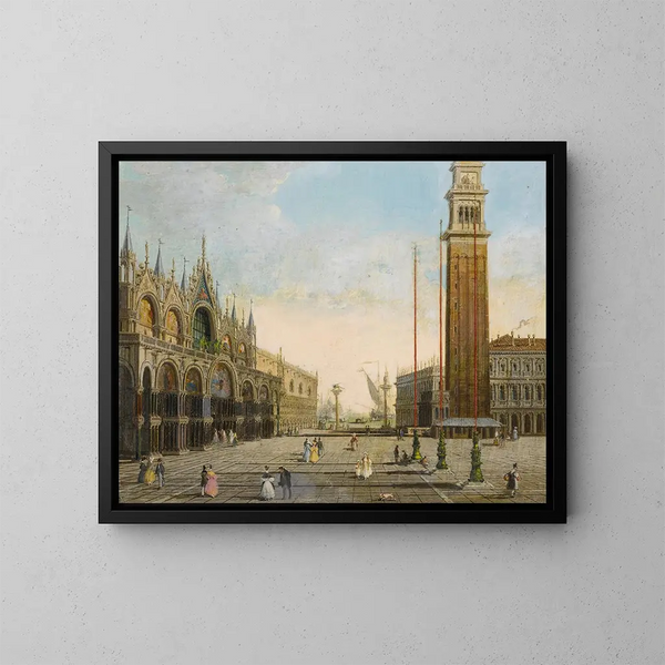 Widok na plac św. Marka z Piazzettą i San Giorgio Maggiore w tle - Giuseppe Bernardino Bison — oprawiony obraz na ścianie
