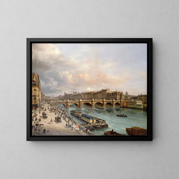 La Cité et le Pont Neuf vus du quai du Louvre - Giuseppe Canella — oprawiony obraz na ścianie