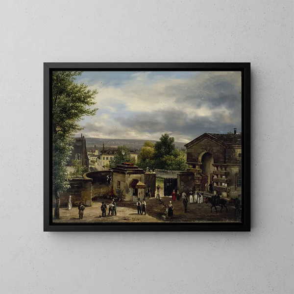 La barrière de la rue Royale à Montmartre - Giuseppe Canella — oprawiony obraz na ścianie