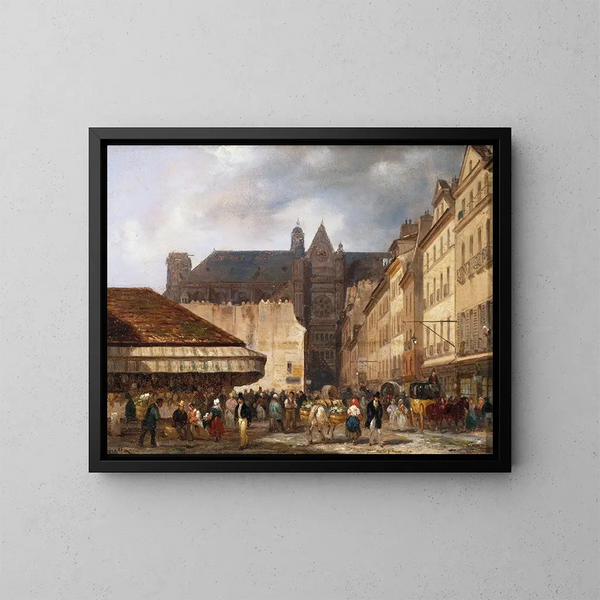 La rue des Prouvaires et l'église Saint-Eustache - Giuseppe Canella — oprawiony obraz na ścianie