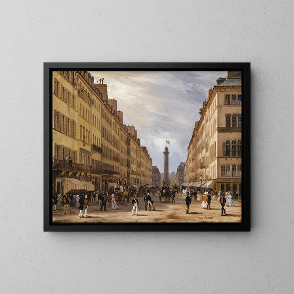 Paris, rue de la Paix, la place Vendôme, arrière-plan - Giuseppe Canella — oprawiony obraz na ścianie