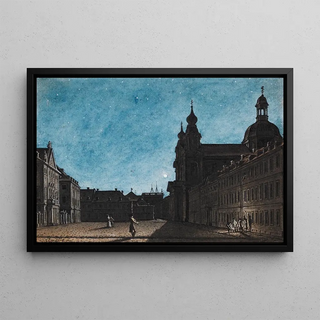 Giuseppe Quaglio - Der Mannheimer Theaterplatz bei Mondschein.webp
