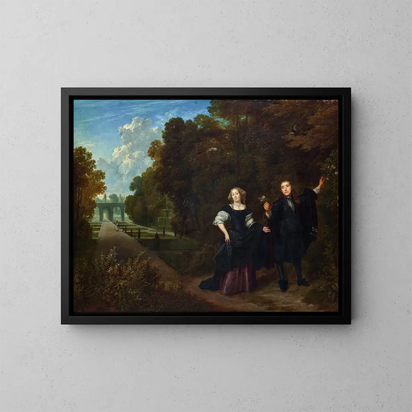 La Promenade - Gonzales Coques — oprawiony obraz na ścianie