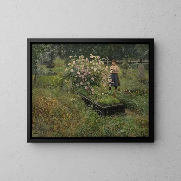 Scena cmentarza - Gottfrid Kallstenius — oprawiony obraz na ścianie