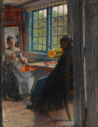 Gotthardt Kuehl - Frauen am Gartenfenster.webp