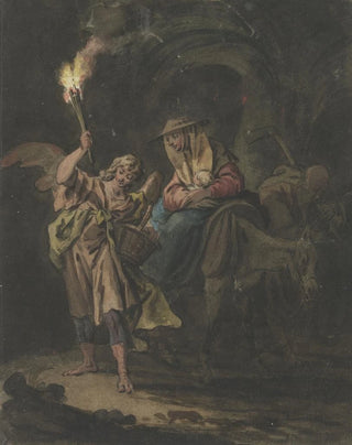 Gottlieb Welt - Die Flucht nach gypten mit einem Engel als Fackeltrger.webp