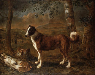 Govert Dircksz Camphuysen - Dog and a Birch Log.webp
