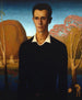 Arnold Pyle przed rzeką z dwoma nagimi mężczyznami kąpiącymi się - Grant Wood — widok dzieła