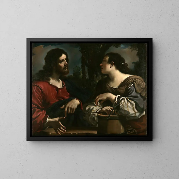 Le Christ et la femme de Samarie - Guercino — oprawiony obraz na ścianie