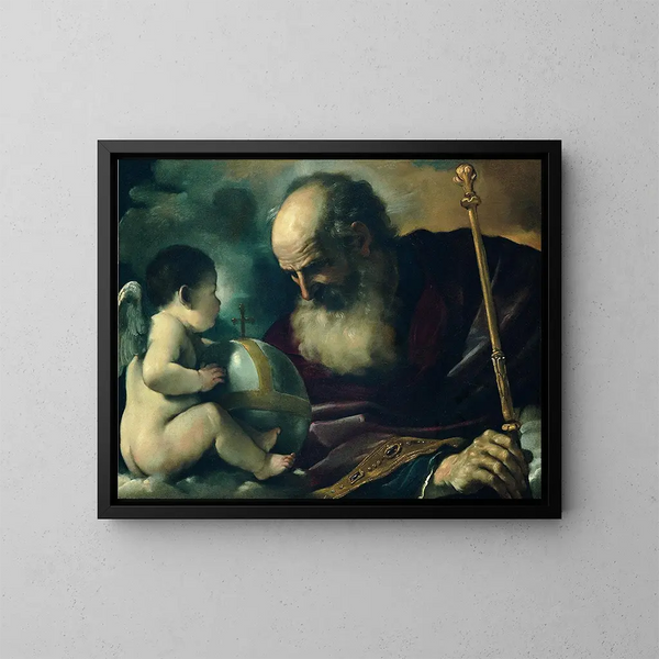 Boga Ojca i anioła - Guercino — oprawiony obraz na ścianie