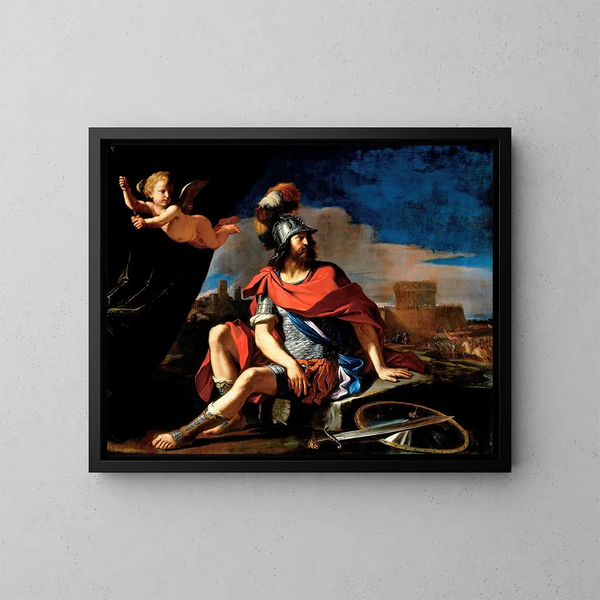 Mars z Kupidynem - Guercino — oprawiony obraz na ścianie