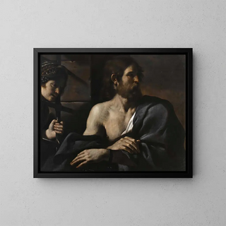 Święty Jan Chrzciciel w więzieniu odwiedzany przez Salome - Guercino — oprawiony obraz na ścianie