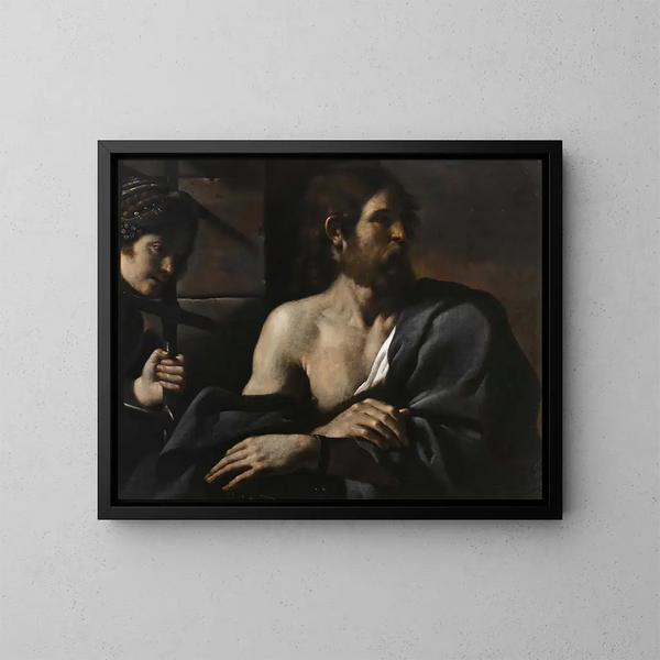 Święty Jan Chrzciciel w więzieniu odwiedzany przez Salome - Guercino — oprawiony obraz na ścianie