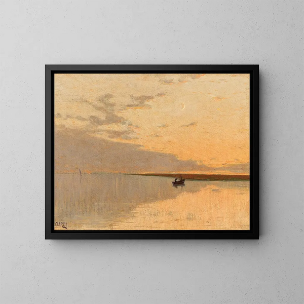 Łódź o zmierzchu - Guglielmo Ciardi — oprawiony obraz na ścianie