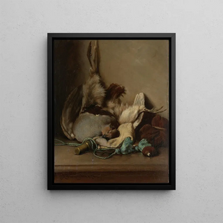 Guillaume Anne van der Brugghen - Still life with Wood Pigeon and Powder Horn.webp