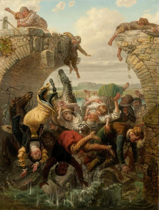 Gustaf Henrik Brusewitz - The Bridge at Nya Ldse Collapsing into the River Sve in 1543.webp