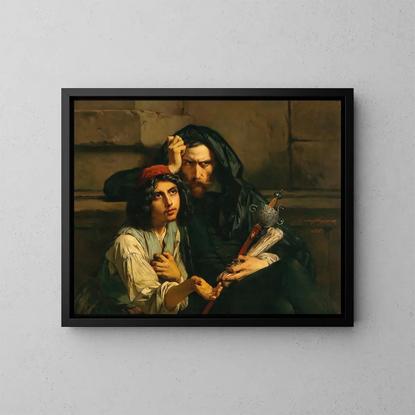 Portret Lus de Cames i jego szefa - Gustaf Wappers — oprawiony obraz na ścianie